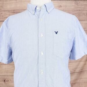 American Eagle Outfitters Shirt Mens 2XL Blue Short Sleeve Button Down Oxford